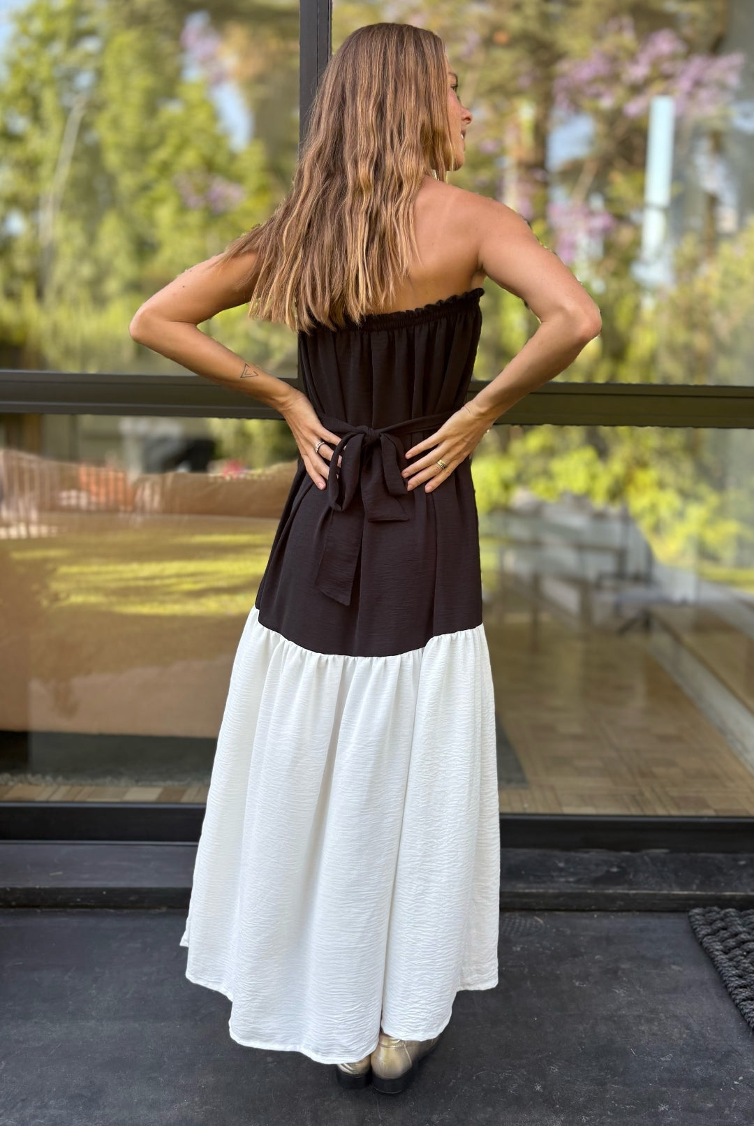 Vestido Luna Strapless BLACK/WHITE