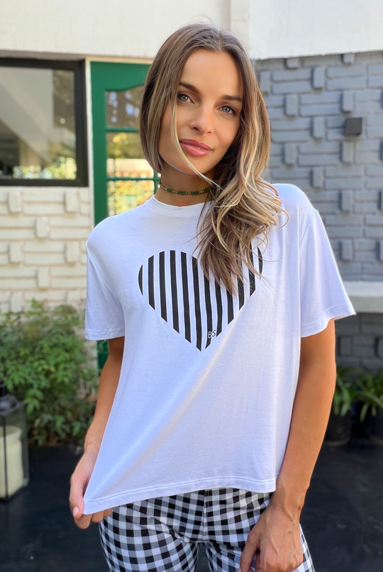 Polera Heart White/Black