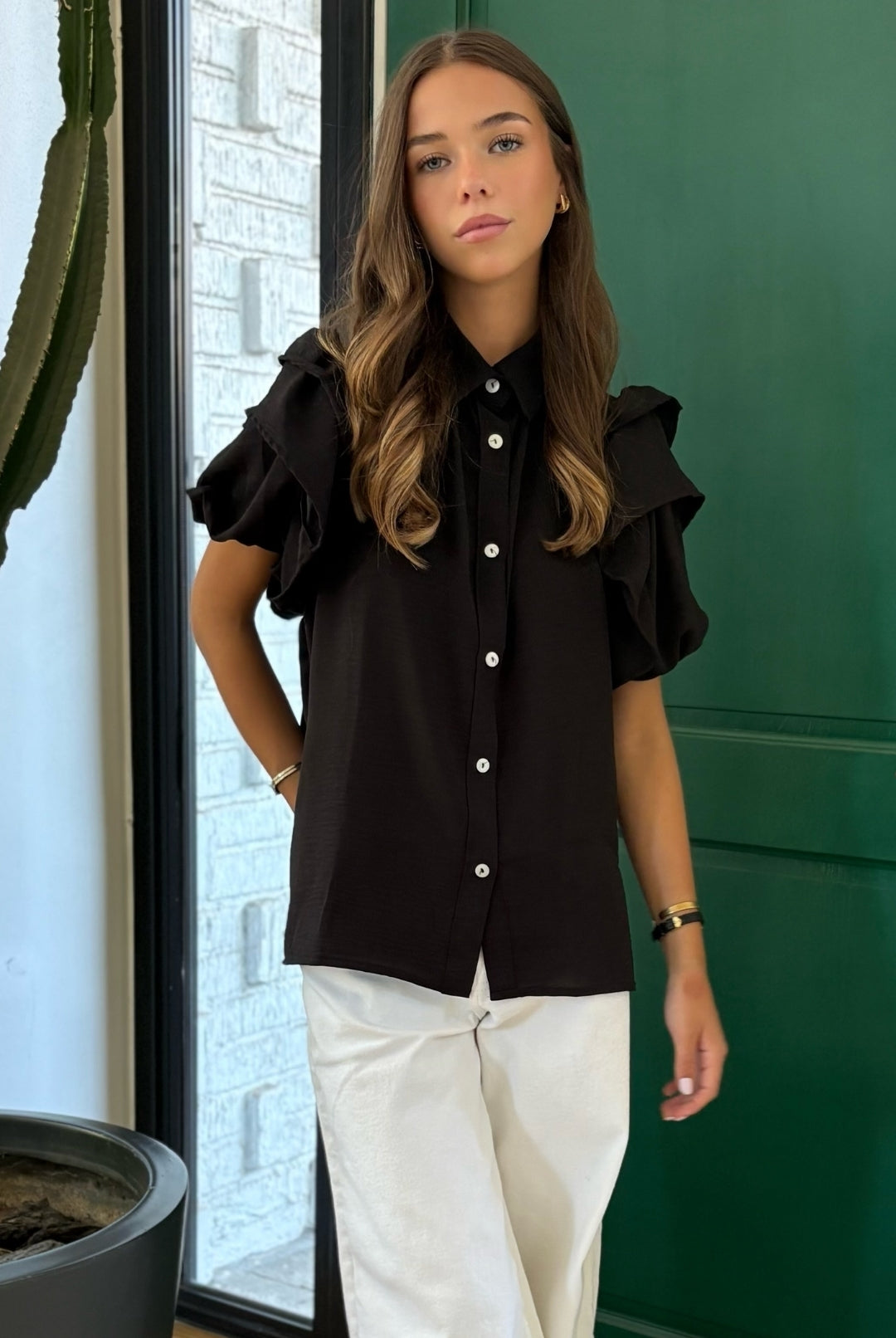 Blusa Amanda Doble Vuelo BLACK
