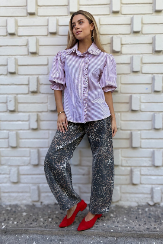 JEANS BARREL LEOPARD