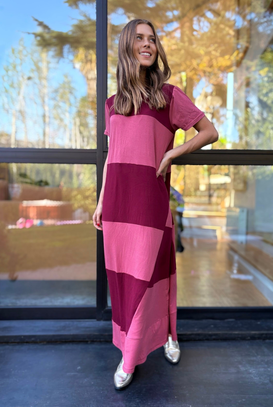 PRE VENTA VESTIDO DELFI BURDEO/PINK
