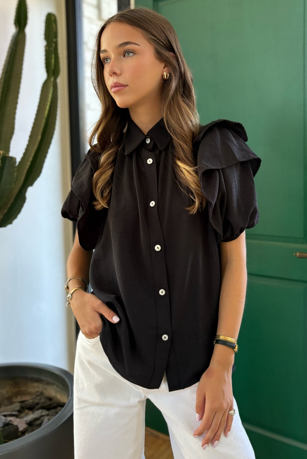 Blusa Amanda Doble Vuelo BLACK