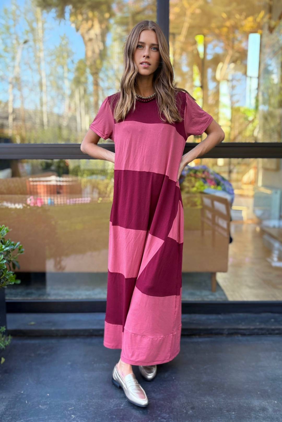 PRE VENTA VESTIDO DELFI BURDEO/PINK