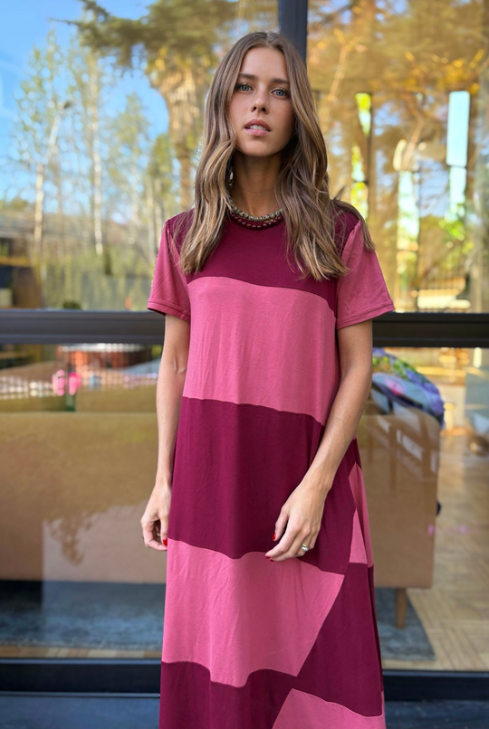 PRE VENTA VESTIDO DELFI BURDEO/PINK