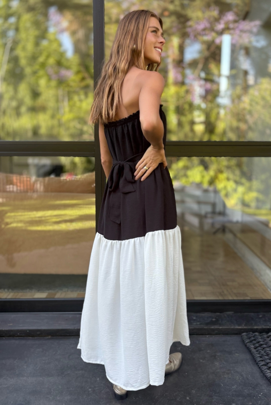 Vestido Luna Strapless BLACK/WHITE