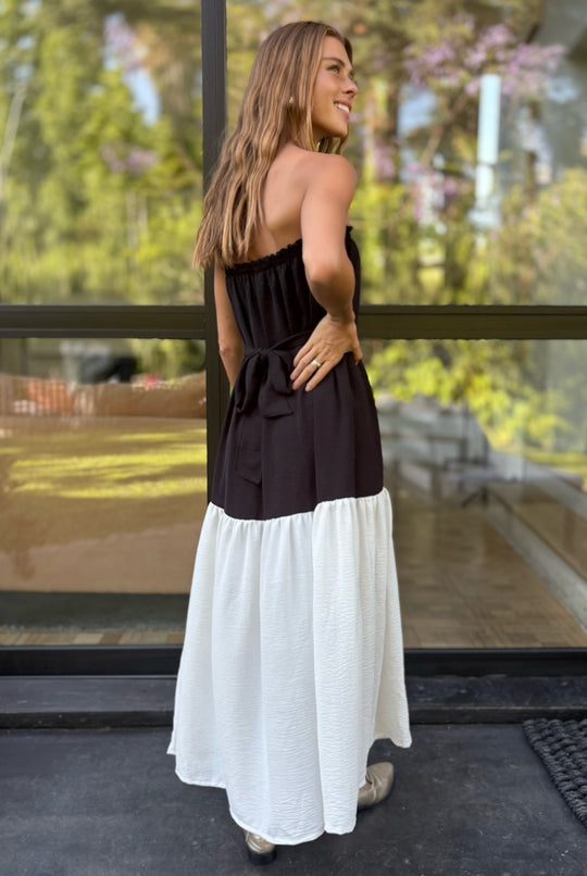 Vestido Luna Strapless BLACK/WHITE
