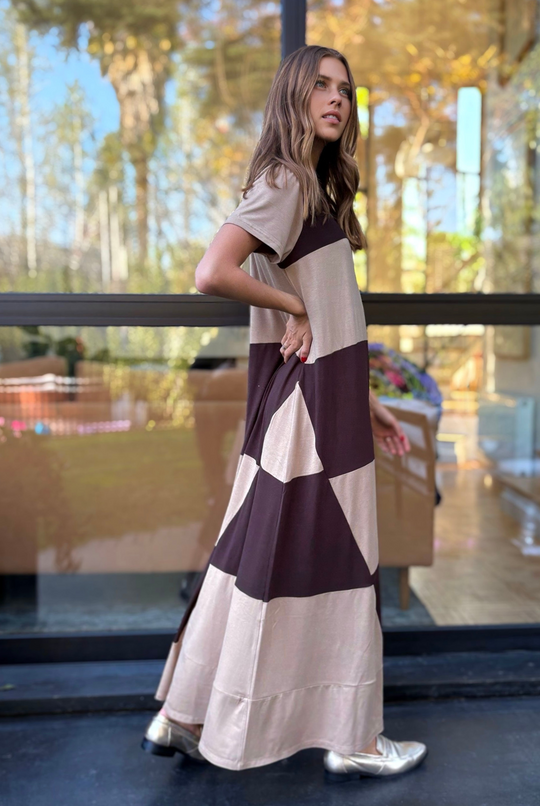 PRE VENTA VESTIDO DELFI BROWN/BEIGE