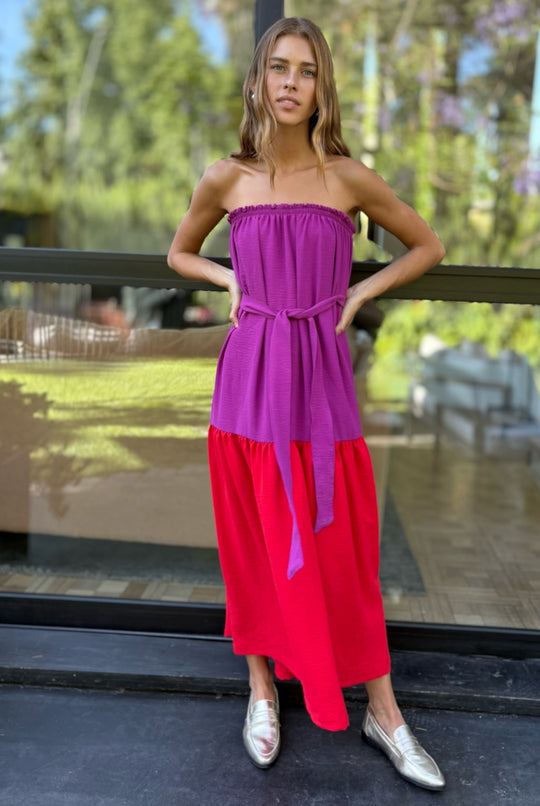 Vestido Luna Strapless Pink/Purple