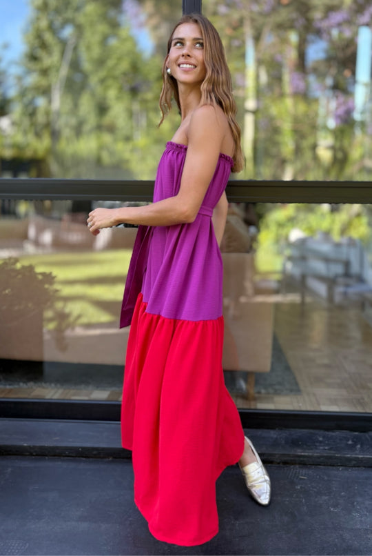 Vestido Luna Strapless Pink/Purple
