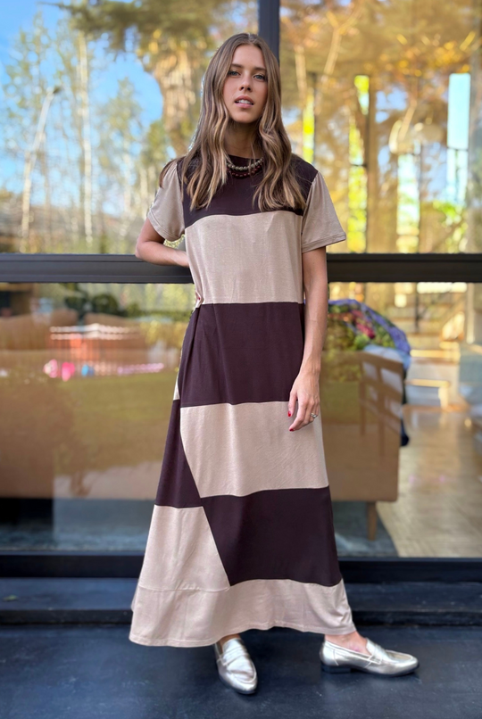 PRE VENTA VESTIDO DELFI BROWN/BEIGE