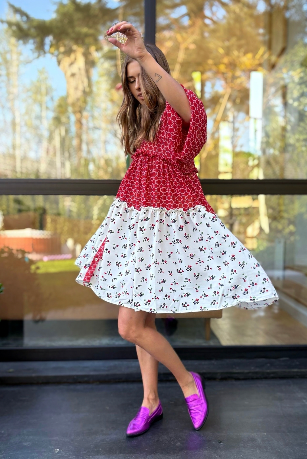 Vestido Sevilla Red/white Flowers