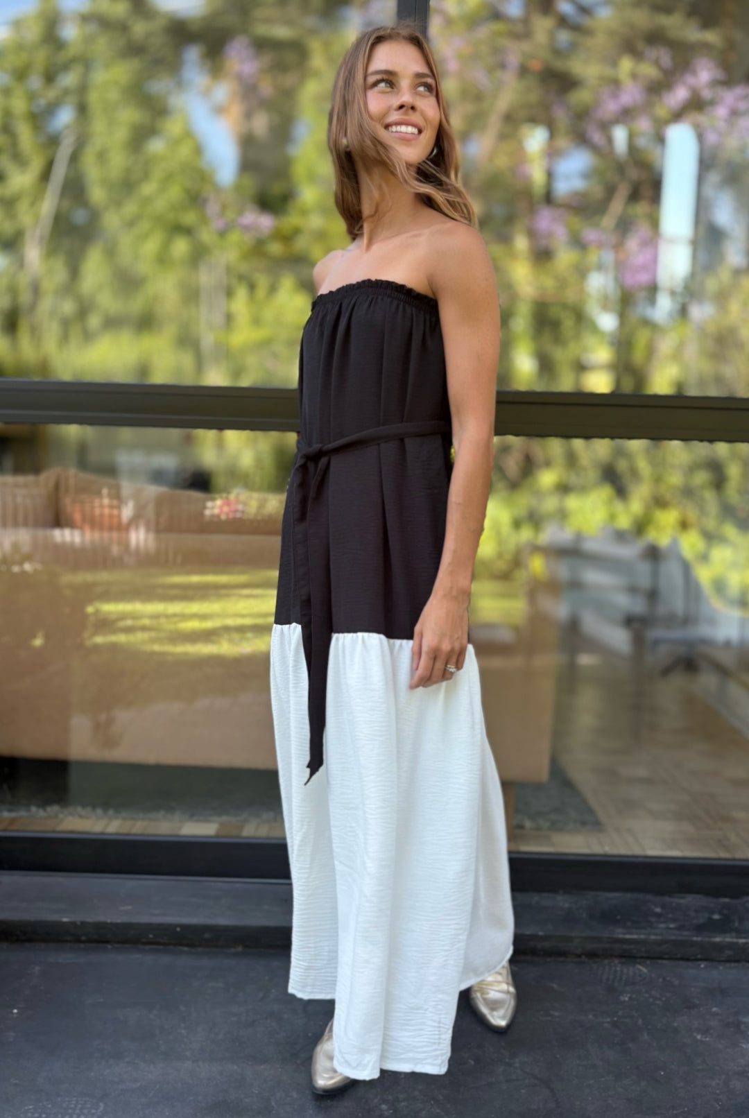 Vestido Luna Strapless BLACK/WHITE