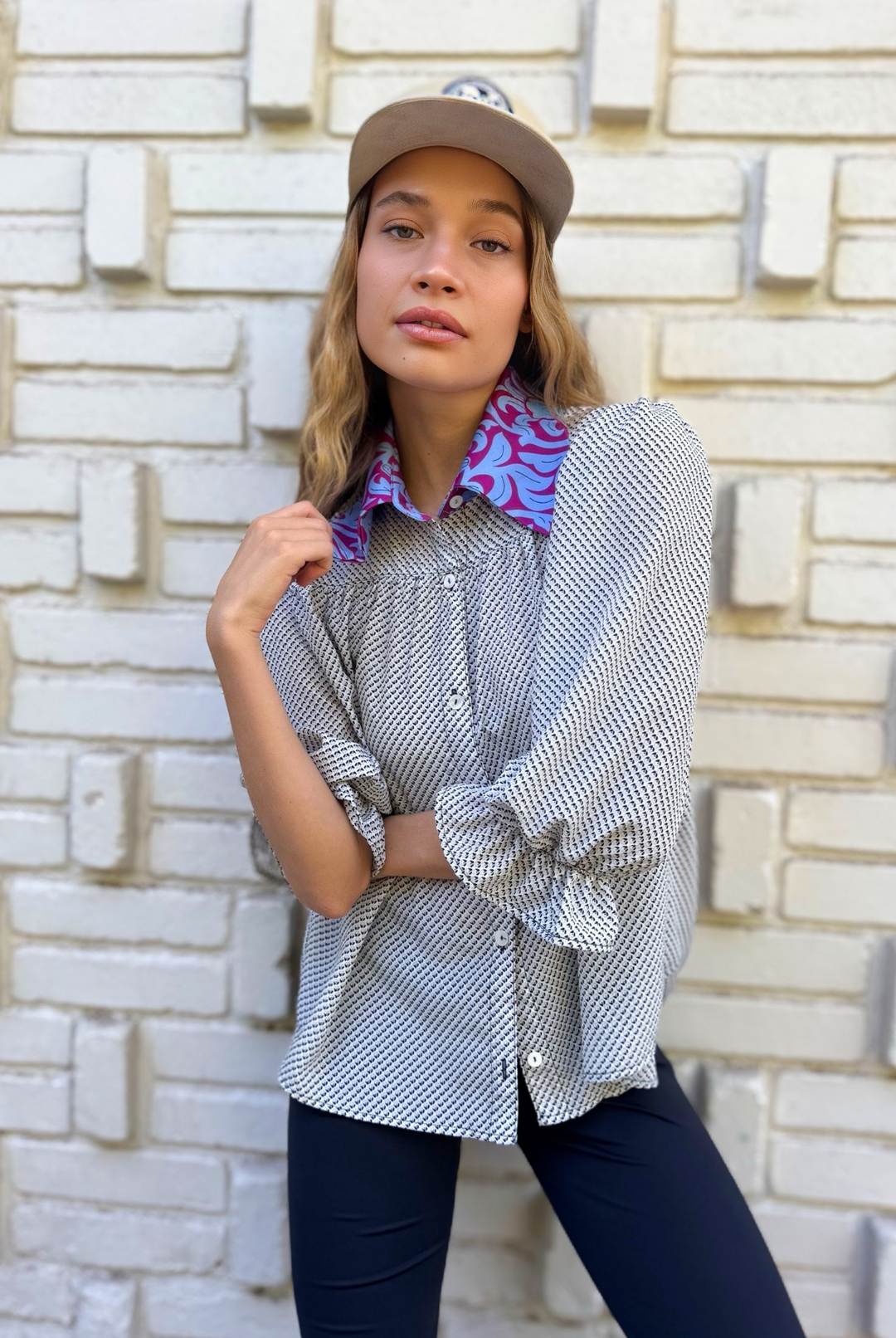BLUSA RAFAELA WHITE/PURPLE