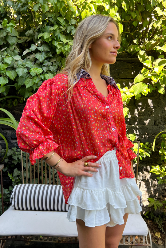 Blusa Rafaela Coral Flowers