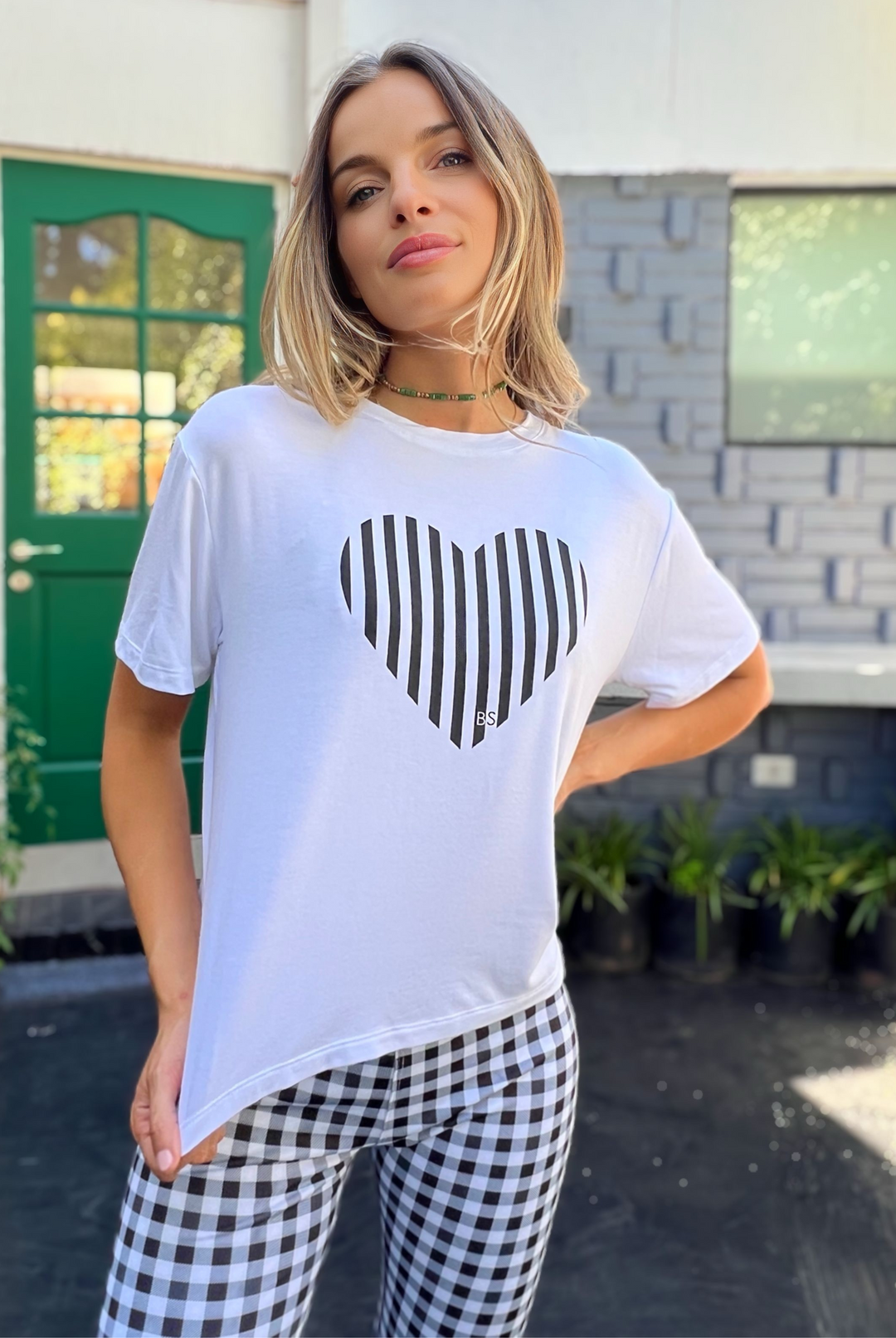 Polera Heart White/Black