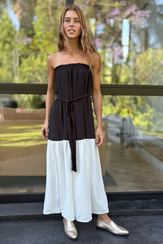 Vestido Luna Strapless BLACK/WHITE
