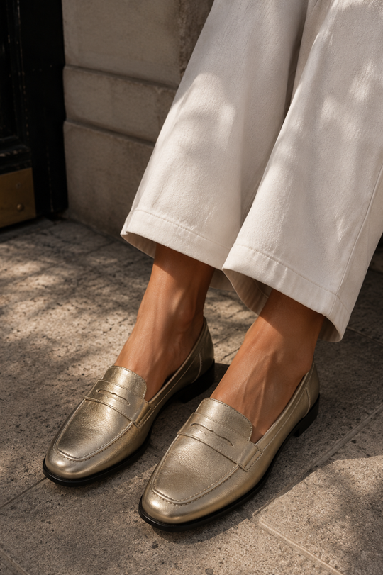 Mocasín Walk Perfect Gold / Cuero