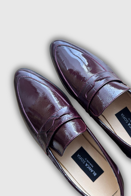 Mocasín Maia Croco-Liso / Burgundy / Cuero