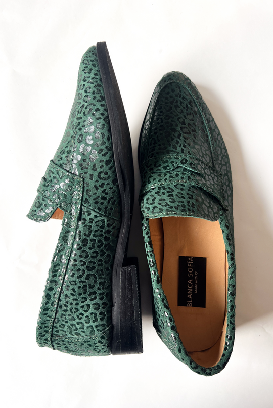 Mocasín Maia Leopard Green / Cuero