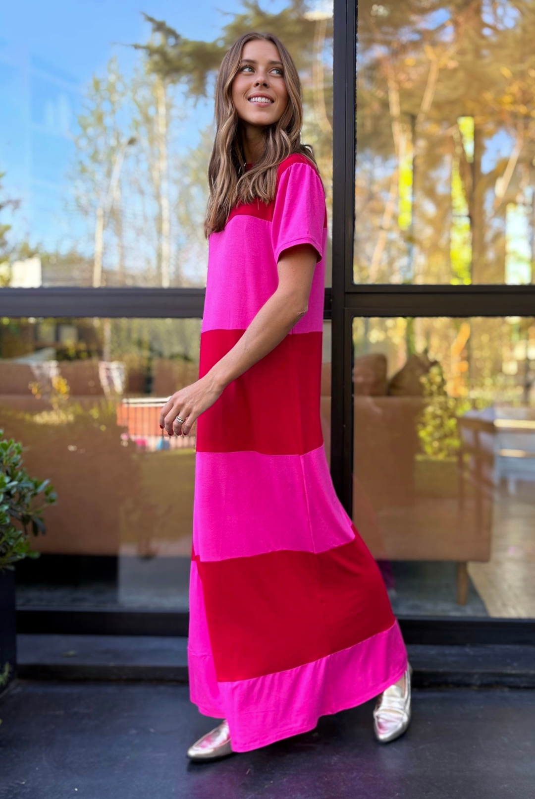 PRE VENTA VESTIDO DELFI PINK/RED
