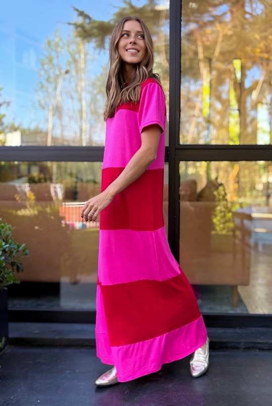 PRE VENTA VESTIDO DELFI PINK/RED