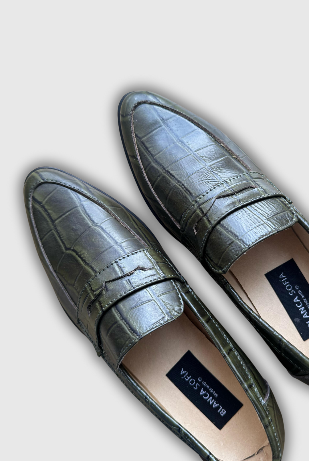 Mocasín Maia Croco Olive / Cuero