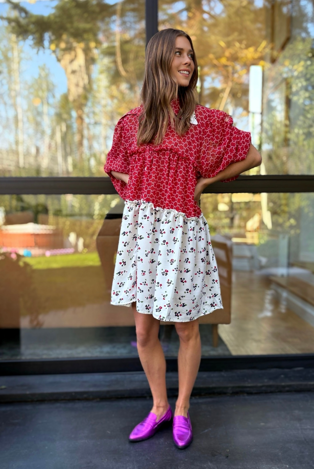 Vestido Sevilla Red/white Flowers