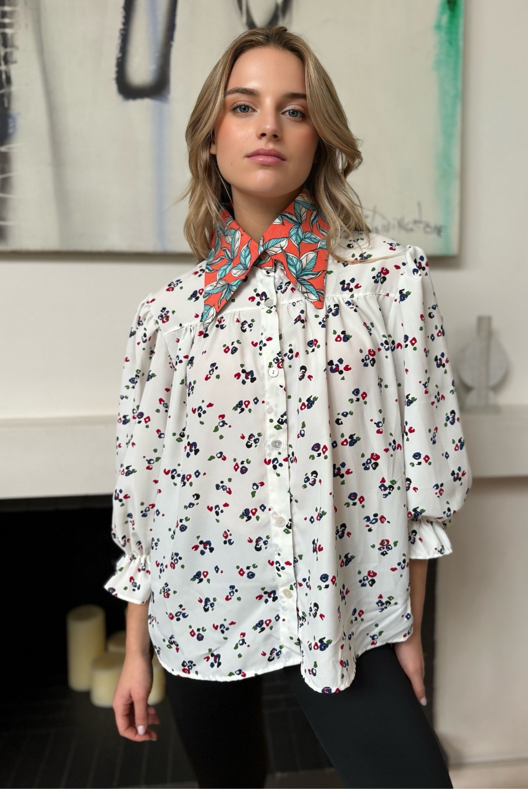 Blusa Rafaela White Flowers