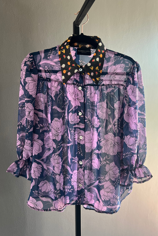 Blusa Rafaela Purple Flowers