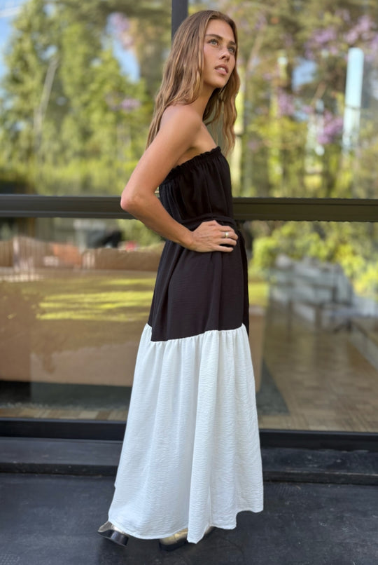 Vestido Luna Strapless BLACK/WHITE