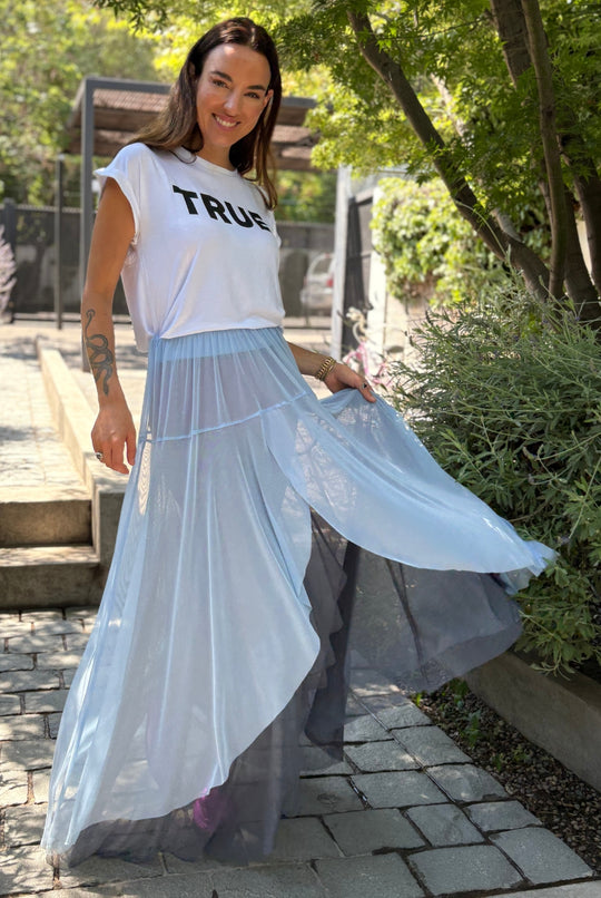 Pollera Merlot Sky blue