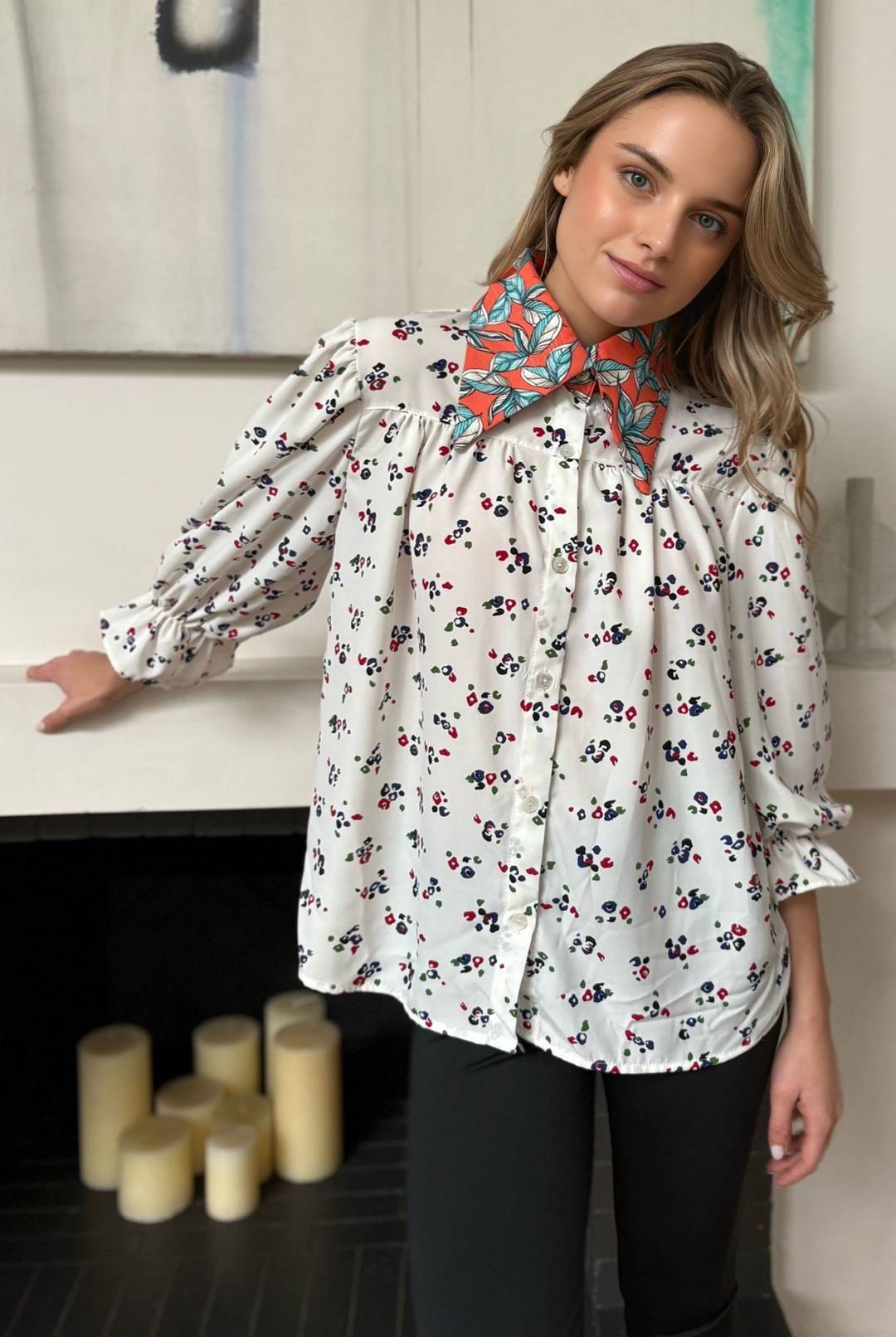 Blusa Rafaela White Flowers