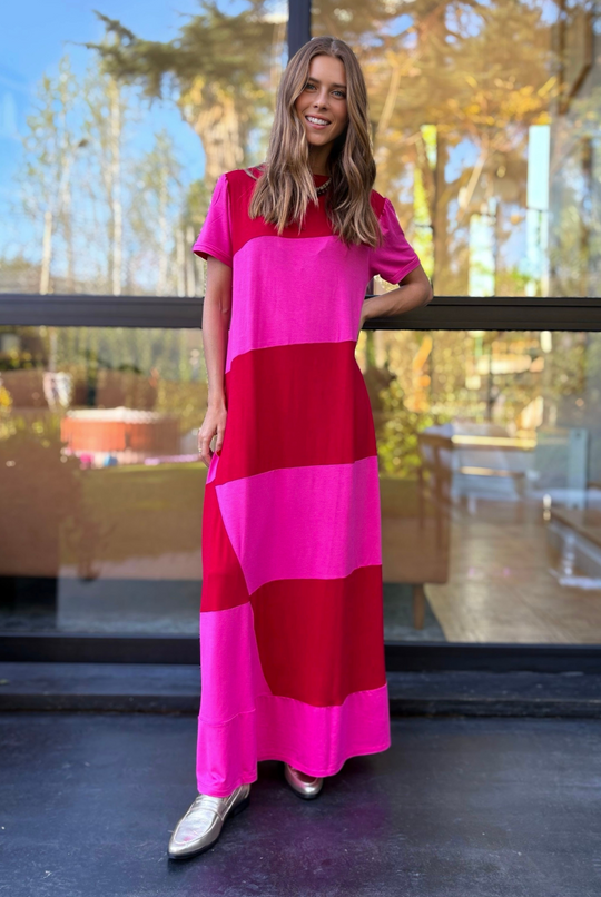 PRE VENTA VESTIDO DELFI PINK/RED