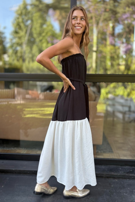 Vestido Luna Strapless BLACK/WHITE