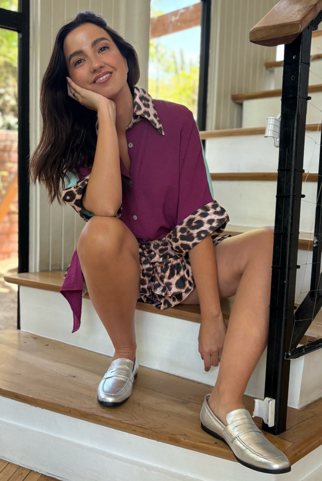 BLUSA ELOÍSE MAGENTA / SKY BLUE