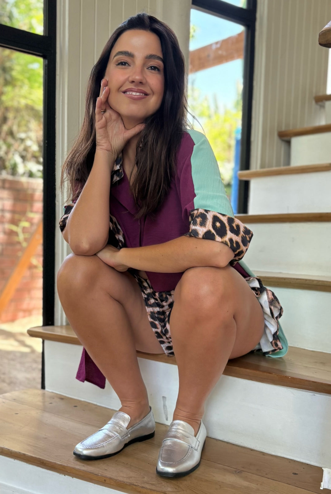 BLUSA ELOÍSE MAGENTA / SKY BLUE