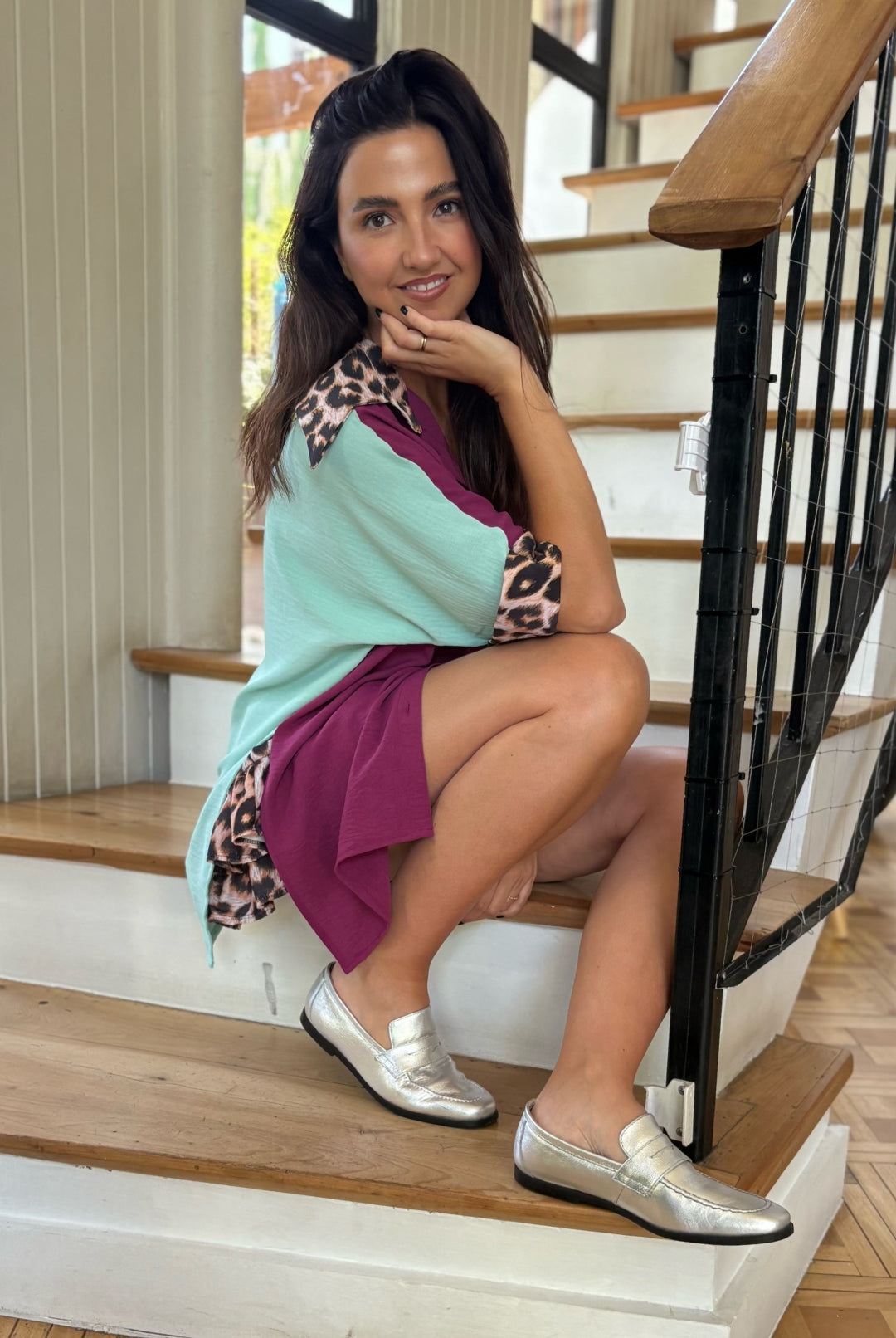 BLUSA ELOÍSE MAGENTA / SKY BLUE