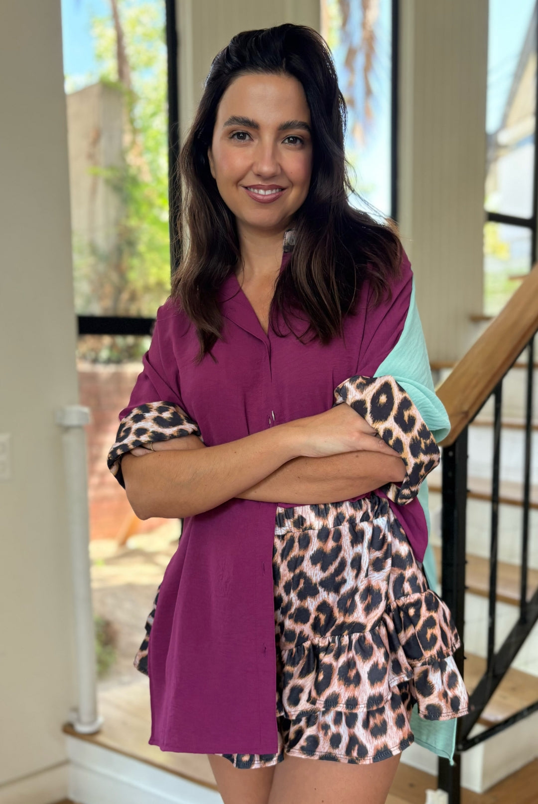 BLUSA ELOÍSE MAGENTA / SKY BLUE