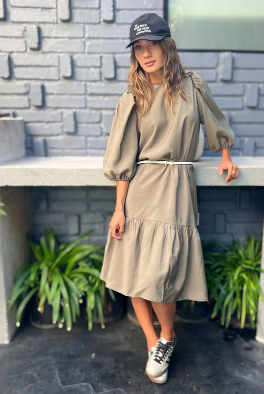 PRE VENTA VESTIDO PRAGA OLIVE GREEN