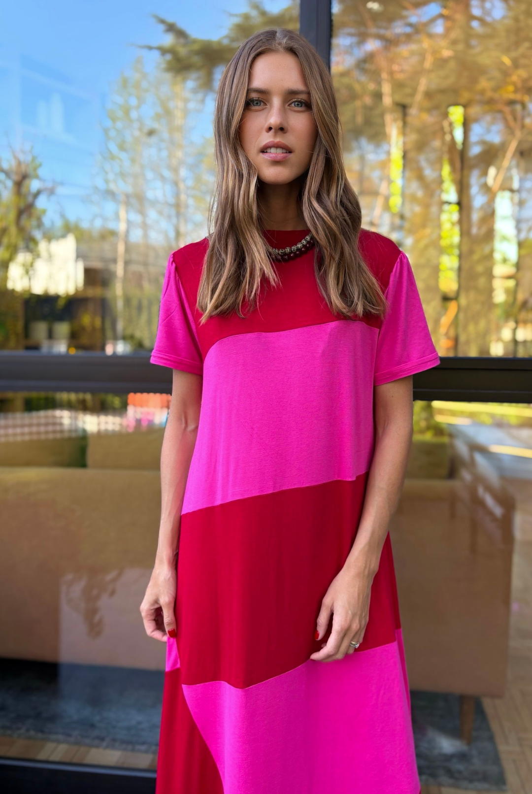 PRE VENTA VESTIDO DELFI PINK/RED