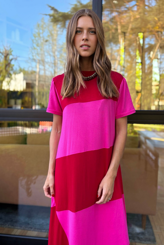 PRE VENTA VESTIDO DELFI PINK/RED