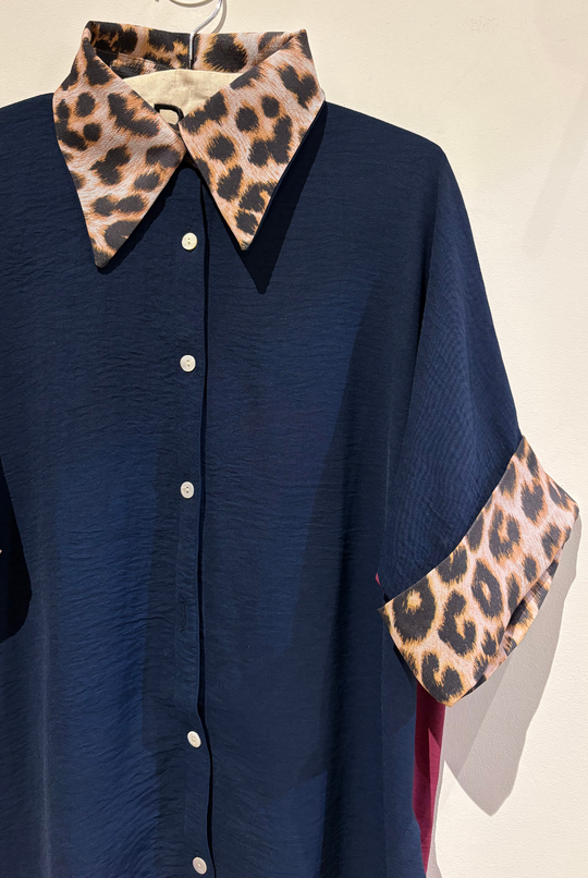 Blusa Eloíse Dark Blue/Magenta