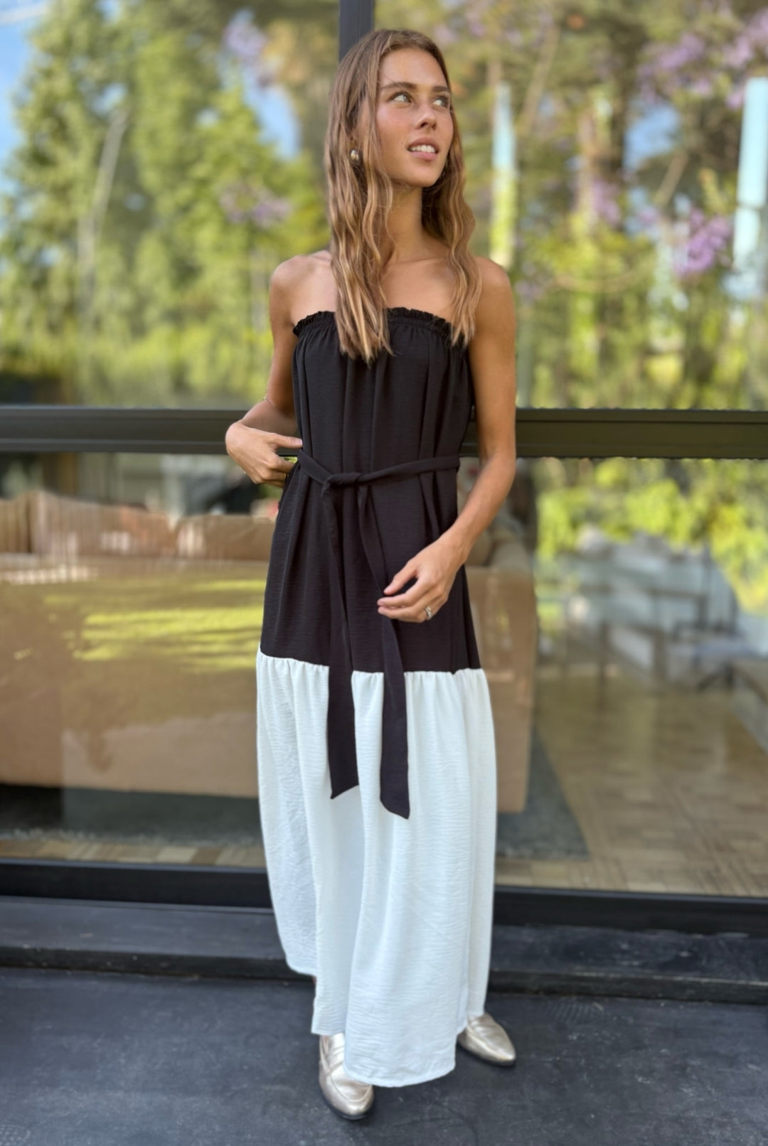 Vestido Luna Strapless BLACK/WHITE