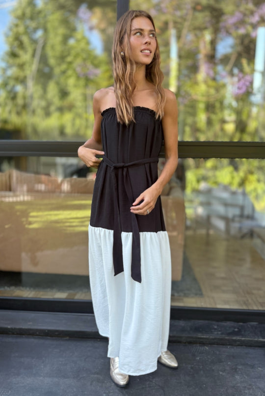 Vestido Luna Strapless BLACK/WHITE