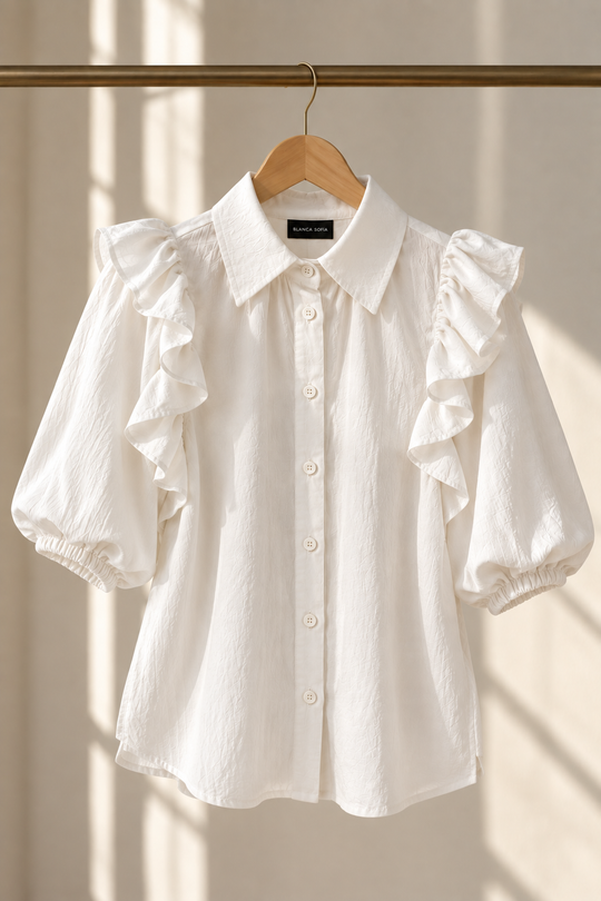 Blusa Amanda doble vuelo blanca