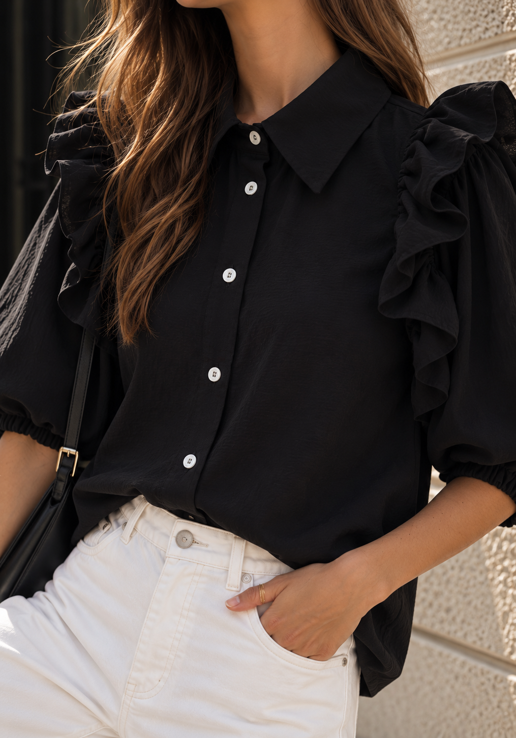 Blusa Amanda doble vuelo black