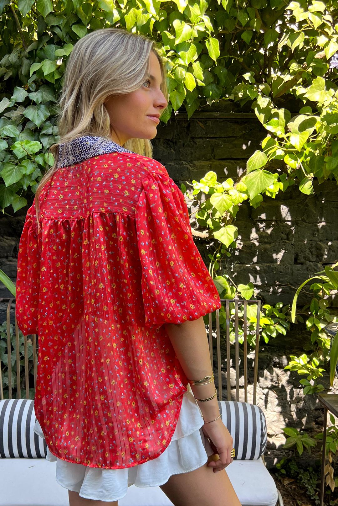 Blusa Rafaela Coral Flowers