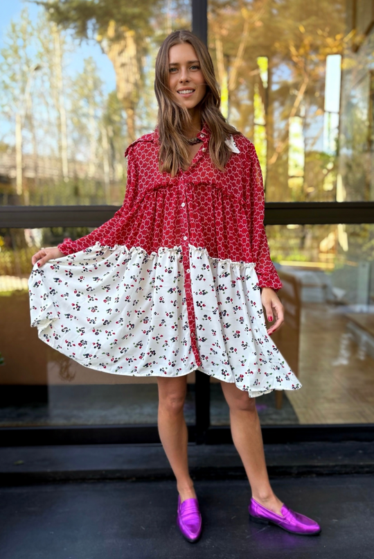 Vestido Sevilla Red/white Flowers