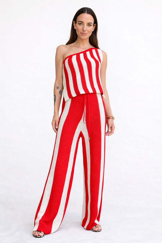 CONJUNTO AMPARO RAYAS RED/BEIGE