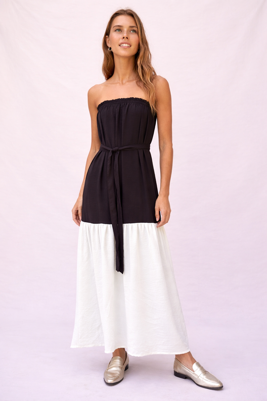 Vestido Clarissa Strapless BLACK/WHITE